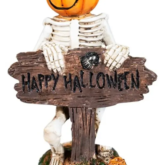 Northlight Jack-O-Lantern Skeleton in Witch's Hat and Happy Halloween Sign - 9.5" image {5}