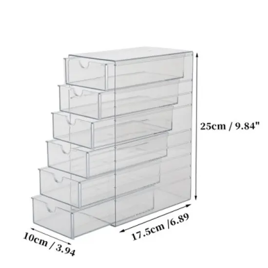 Unique Bargains Multi-layer Hair Accessories Organizer with 6 Drawers Clear 1 Pc image {3}