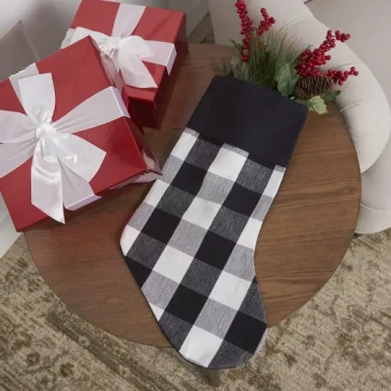 C&F Home 20" Franklin Black & White Plaid Hanging Large Christmas Stocking image {1}