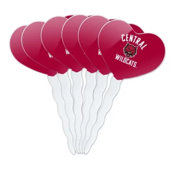 Central Washington University Wild Cats Logo Heart Love Cupcake Picks Toppers Decoration Set of 6 image {7}
