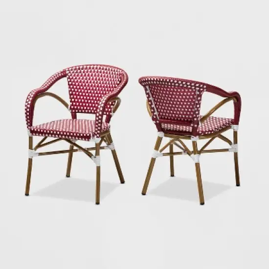 Set of 2 Eliane Indoor and Outdoor Stackable Bistro Dining Chairs - BaxtonStudio image {8}
