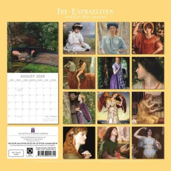 2026 Square Wall Calendar, Pre-Raphaelites, 16-Month Arts & Antiques Theme with 180 Reminder Stickers (12x12 In) image {3}