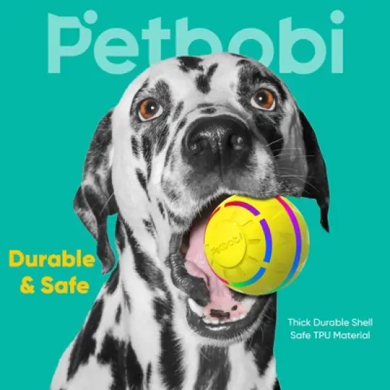 Petbobi Interactive Toy Dog Ball for Medium and Large Dogs, Active Rolling Ball for Dogs with LED Flash Light and USB Rechargeable, yellow image {2}