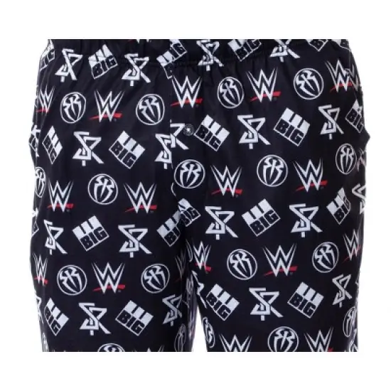 WWE Mens' Wrestling Big E Seth Rollins Roman Reigns Sleep Pajama Set Black image {2}