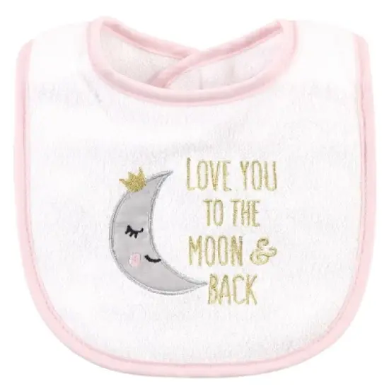 Hudson Baby Infant Girl Cotton Terry Bib and Burp Cloth Set 5pk, Dreamer, One Size image {3}