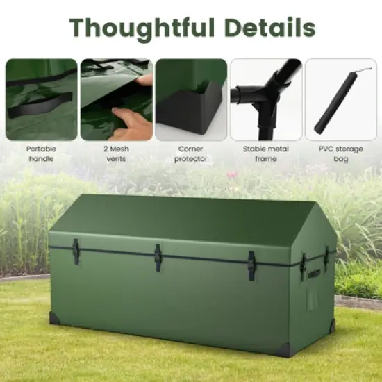 Tangkula Waterproof Outdoor Storage Box 174 Gallon Outdoor Tarpaulin Deck Box with Ventilated Window Corner Protector image {6}