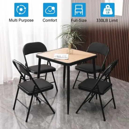 SUGIFT Folding Chairs with Padded Vinyl Seat, Heavy-Duty Metal Frame, Supports 330 lbs, Portable & Lightweight image {4}