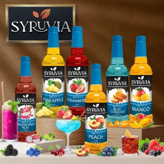 Syruvia Sugar Free Peach Syrup - 25.4 fl oz. Premium Flavoring Syrup For Coffee image {6}