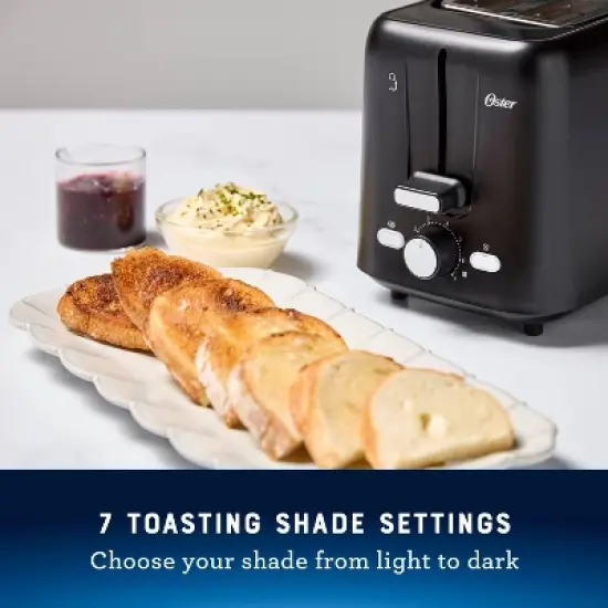 Oster 2-Slice Toaster With Extra-Wide Slots Black: 800W, Bagel & Toast Capabilities, 1-Year Warranty, Spot Clean image {3}