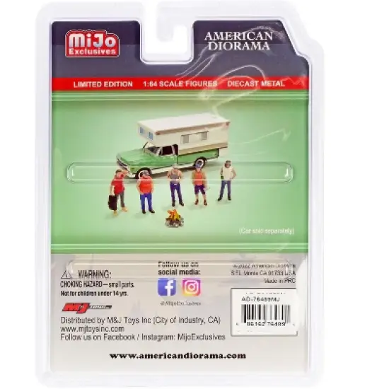"Campers" 6 piece Diecast Set (5 Figurines and 1 Accessory) for 1/64 Scale Models by American Diorama image {2}