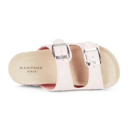 Rampage Girl's Shimmer Leopard Footbed Slide Sandals, Sparkly Flats with Glitter image {2}