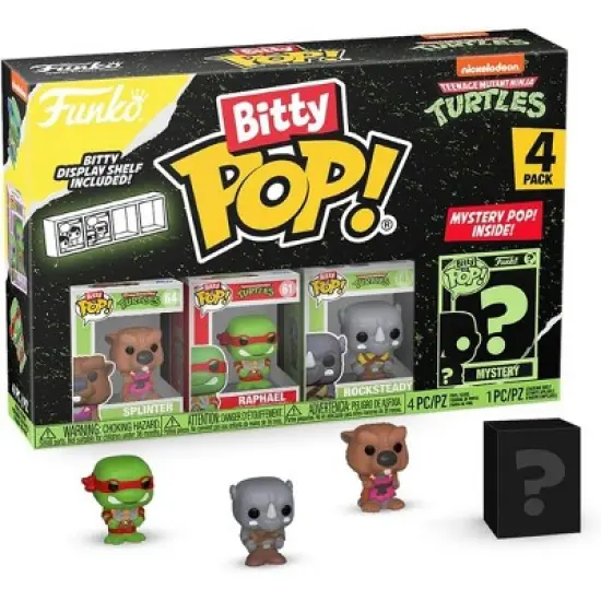Funko Bitty POP! Teenage Mutant Ninja Turtles 4-Pack &ndash; Splinter, Raphael, Rocksteady & Mystery Mini Figure image {1}