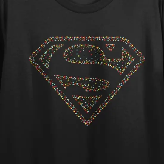 Superman Shield Dotted Colors Crew Neck Short Sleeve Women's Black Crop T-shirt image {1}