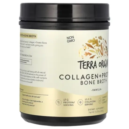 Terra Origin Collagen + Protein Bone Broth, Vanilla, 16.5 oz (468 g) image {3}
