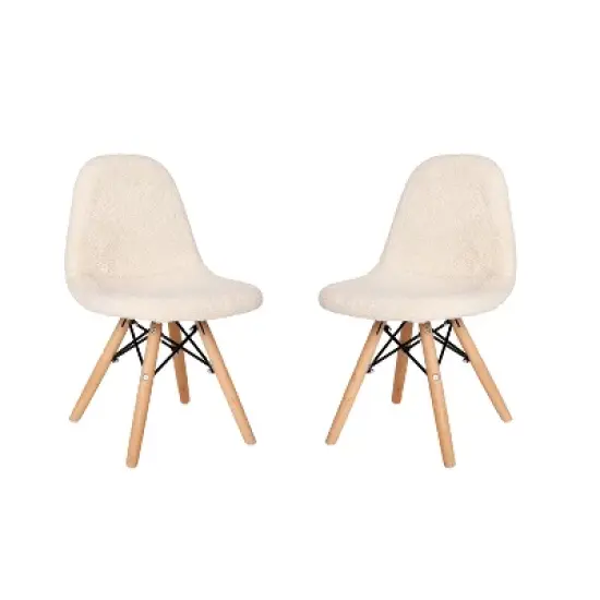 Emma and Oliver Set of 2 Children's Dorset Faux Shearling Accent Chairs with Beechwood Legs for Bedroom, Play Room and More image {10}