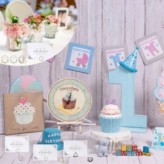 Unique Bargains Carbon Steel Table Number Round Mini Place Card Holders 1" x 1.2" image {2}