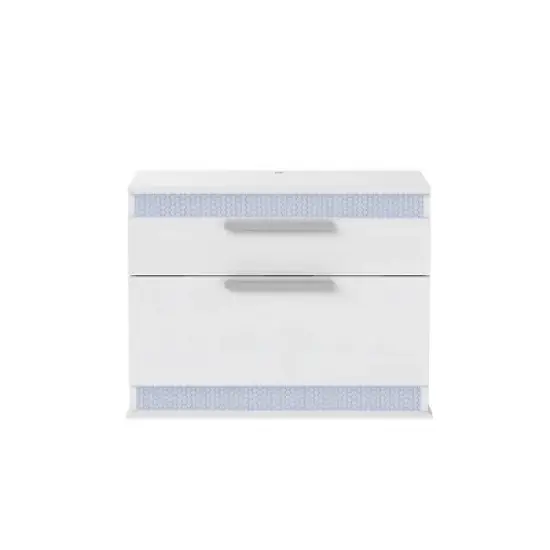 Chintaly Imports,Modern Gloss White 2-Drawer Night Stand image {2}