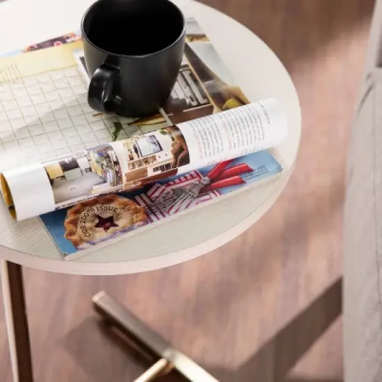 Molong Round C Table White/Champagne - Aiden Lane image {1}