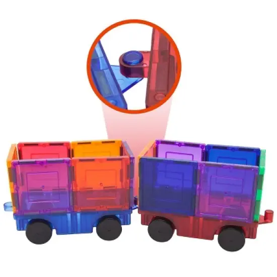 PICASSO-TILES Cars Magnetic Tiles for Kids, Construction STEM Building Blocks Educational Toy, 2PCS image {3}