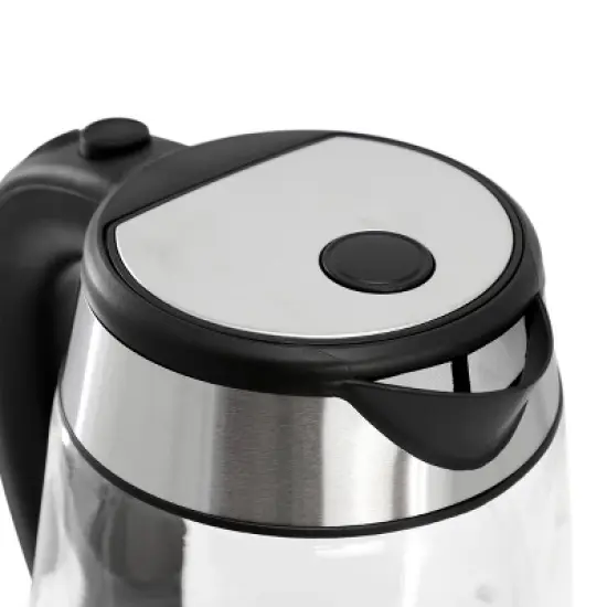 MegaChef 1.7L Glass & Stainless Steel Electric Tea Kettle Clear/Silver: 1000W, Borosilicate Glass, 90-Day Warranty image {1}