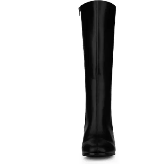 Allegra K Women's Round Toe Block Heels Knee High Boots image {2}