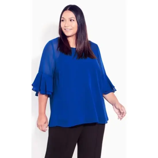 Women's Plus Size Alex Double Flutter Plain Top - marine | AVENUE STUDIO image {8}