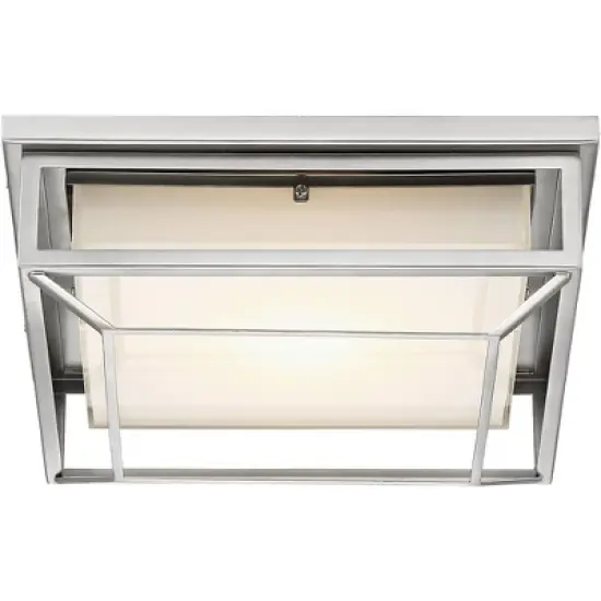 Possini Euro Design Radcliffe Modern Flush Mount Outdoor Ceiling Light Matte Nickel LED 4" Frosted Bonded Glass Damp Rated for Post Exterior Barn Deck image {3}