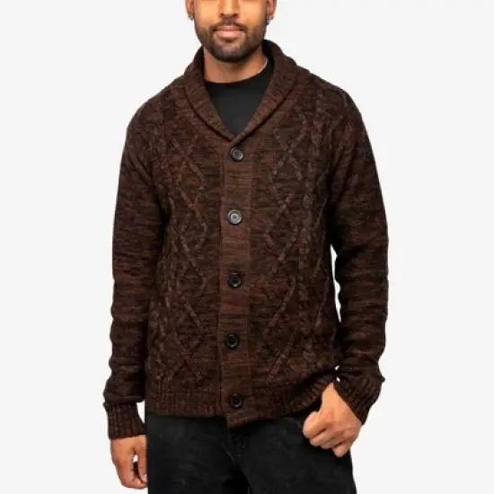 X RAY Men's Shawl Collar Cable Knit Cardigan image {12}