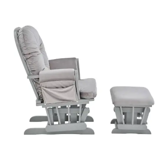 Suite Bebe Mason Glider and Ottoman - Gray Wood and Light Gray Fabric image {3}