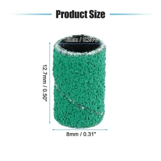 Unique Bargains Nail Drill Bits 80 Grit Sanding Bands Set Green 100 Pcs image {3}