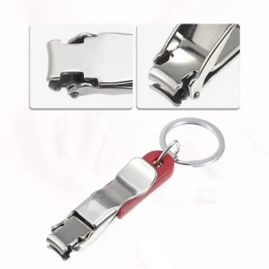 Unique Bargains Stainless Steel ABS Nail Clippers Portable Nail Clipper Kit for Nail Care Silver Tone Red 1 Pc image {2}