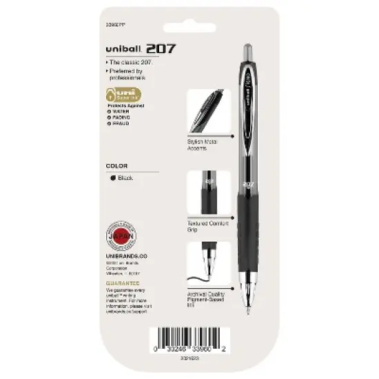 uni-ball 207 Signo RT Retractable Gel Pens Medium Point Black Ink 4 Pack (33960) 33960PP image {7}
