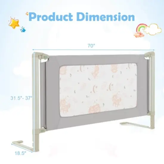 Infans 70" Bed Rail for Toddlers Infants Foldable Safety Bed Guardrail with Double Lock image {1}