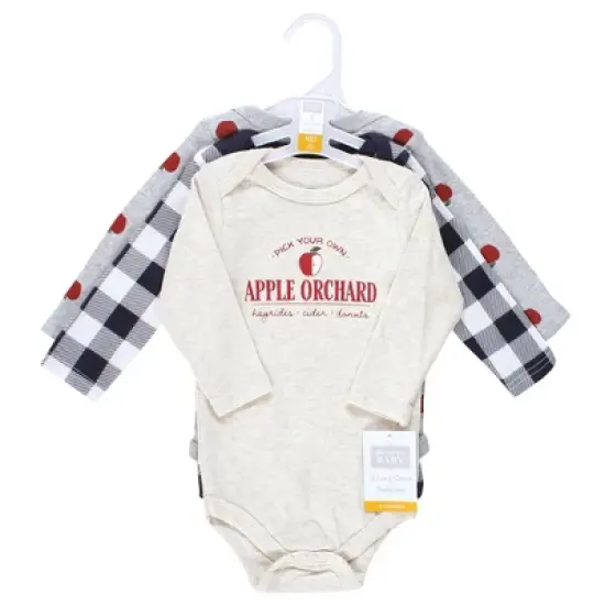 Hudson Baby Infant Boy Cotton Long-Sleeve Bodysuits, Apple Orchard image {1}