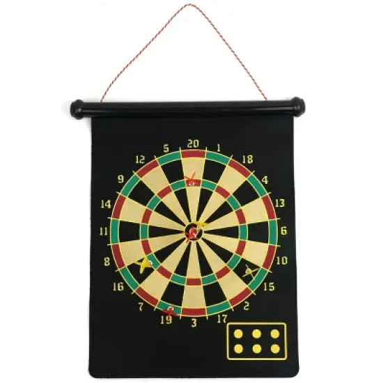 Toy Time Kids' Magnetic Roll-up Dart Board and Bullseye Game with Darts - Red/Yellow image {2}