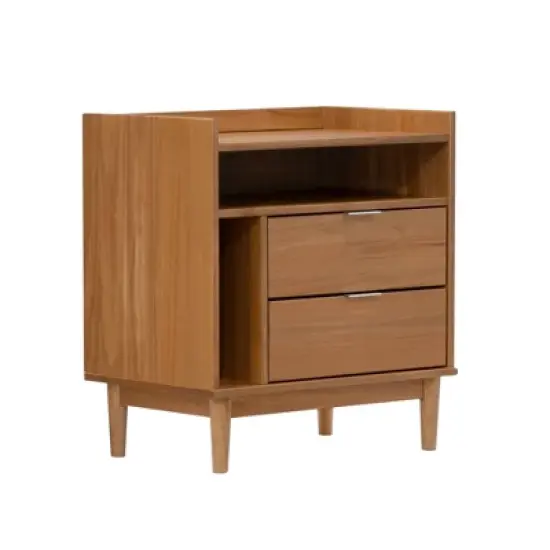 Mid-Century Modern Solid Wood 2 Drawer Nightstand - Saracina Home image {20}