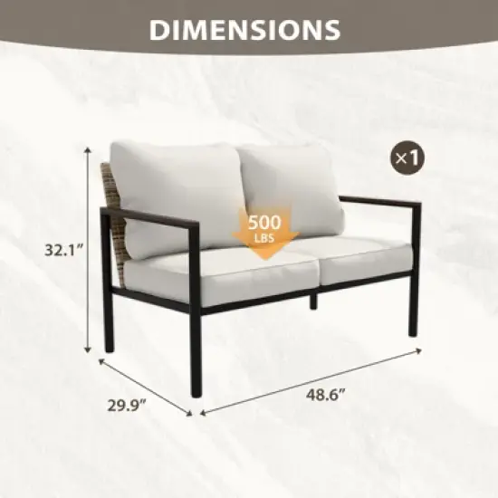 EAGLE PEAK Sunset Dune Collection Modern Outdoor Furniture Sofa, Patio Wicker Loveseat Couch with Cushions image {1}