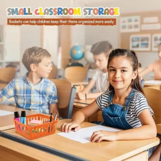 4E's Novelty 12 Pack Small Baskets for Classroom, Vibrant Boho Classroom Basket, Durable Class Accessories Baskets, Boho Colorful Bins for Classrooms image {1}