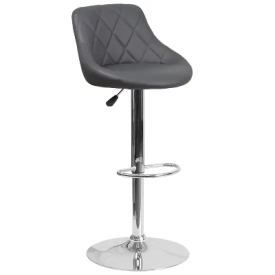 Emma and Oliver Bucket Seat Adjustable Height Barstool with Diamond Pattern Back image {12}