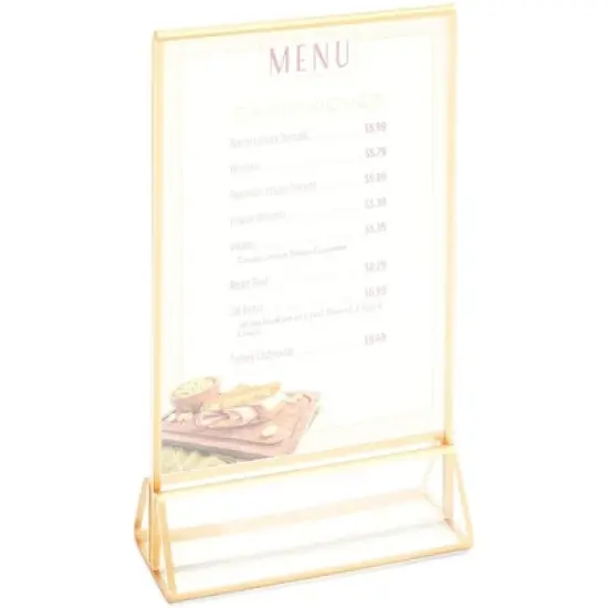 Stockroom Plus 6 Pcs Clear Acrylic Sign Holder with Gold Metal Borders, Menu Stand (6.69x2.76 in) image {3}