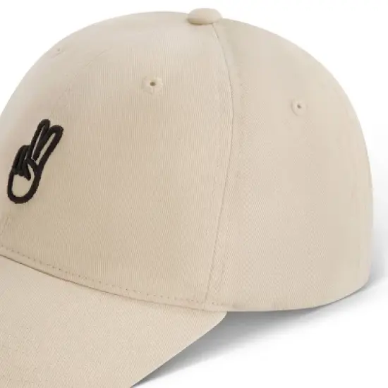 Concept One Peace Sign Dad Baseball Hat - Beige: Cotton Twill, Adjustable Hook & Loop Fastener, Midweight Fabric image {3}