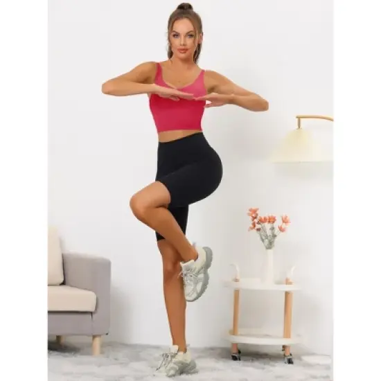 Allegra K Women's Workout Fitness Longline Wireless Padded Yoga Sports Bra with Medium Support image {3}