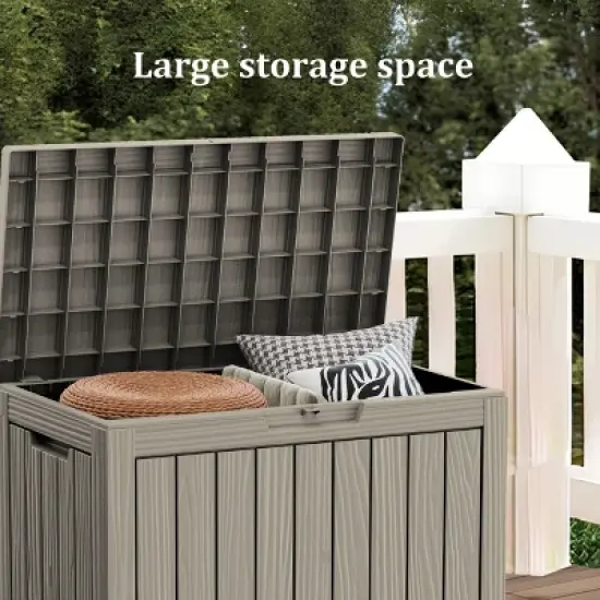Yardgrace 30/45/80/100 Gallon Weather Resistant Storage and Seating Outdoor Deck Box image {6}
