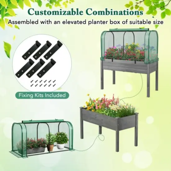 Tangkula Raised Garden Bed with Greenhouse Waterproof Sun-Protective Green Hot House image {7}