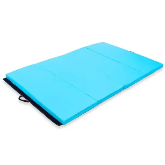 Costway 4'x6'x2'' Gymnastics Mat PU Thick Folding Panel Gym Blue image {4}