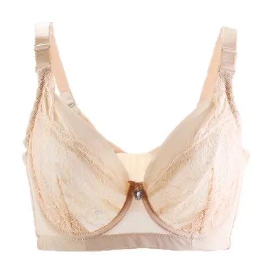 Allegra K Women Lace Semi Sheer Push up Non Padded Minimizer Underwire Lingerie Bra image {6}