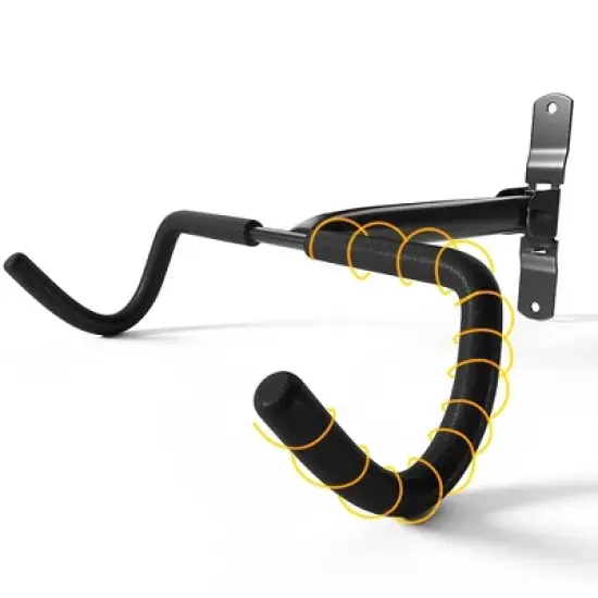 Charles Daily Wall Mounted Bike Rack - Foldable, Space Saving & Bike Storage Solution with Foam Padded Frame Protection - Core Black & Grey image {2}