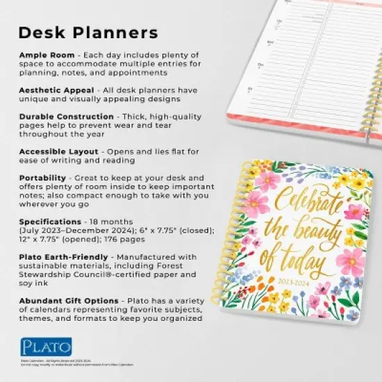 Plato 2023-2024 Desk Planner 7.125"x7.75" Bonnie Marcus image {4}