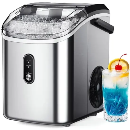 Simzlife Nugget Ice Maker Countertop, 35 Lbs/Day, Stainless Steel, 1.8 Lbs Storage, Silver image {7}