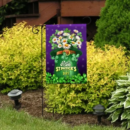 Briarwood Lane St. Patricks Day Garden Flag 12x18 For Outdoor St Pat's Hat With Daisies For St. Patricks Day Garden Flag Flags For Outside image {3}
